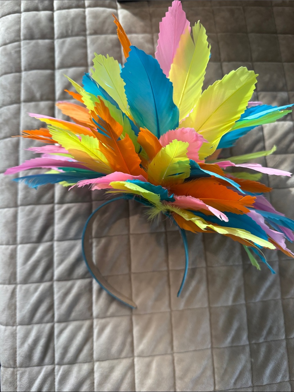 Colorful Feather Headband Fascinator - Neon Multicolor